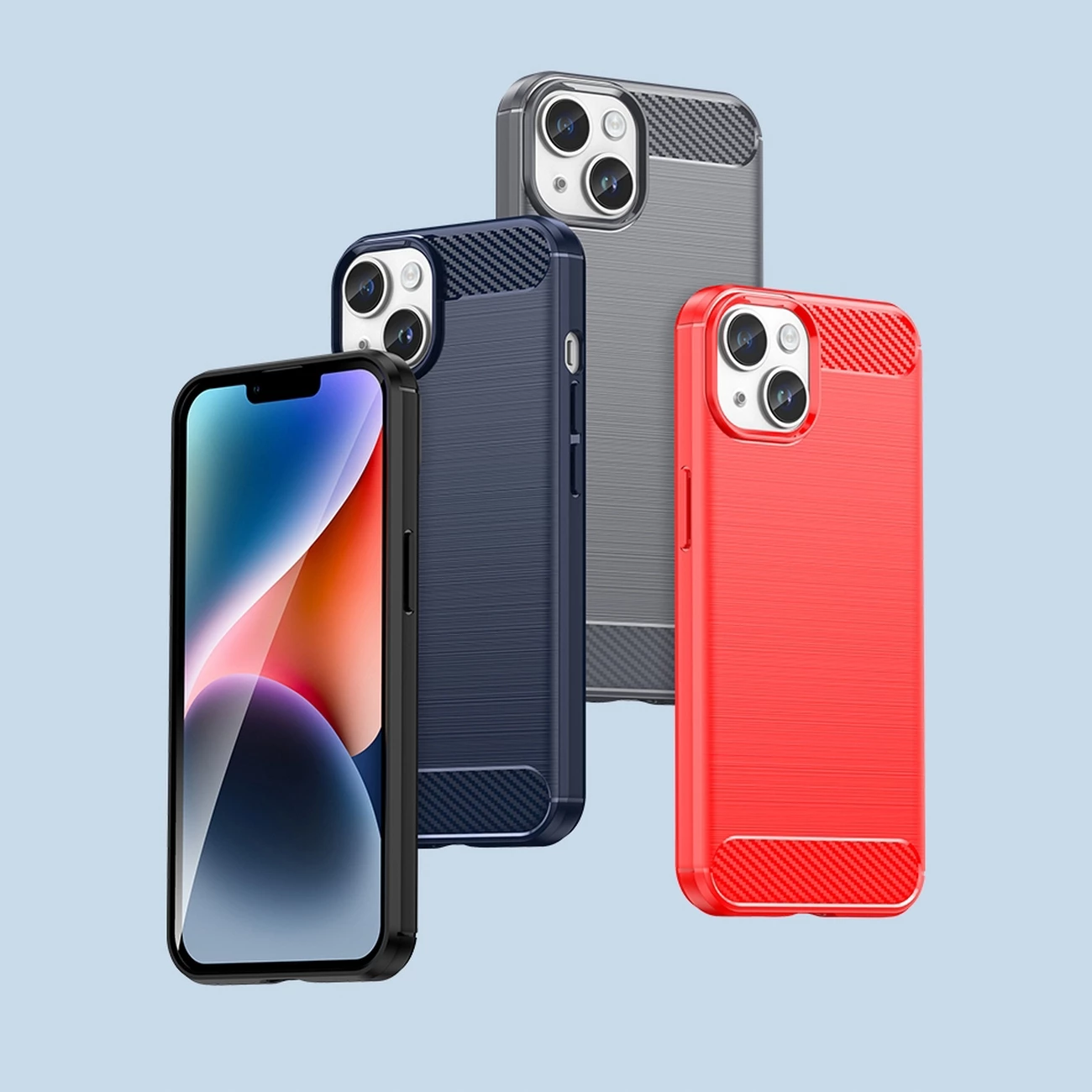 Mbështjellës Hurtel Carbon Case për iPhone 14, TPU, i zi