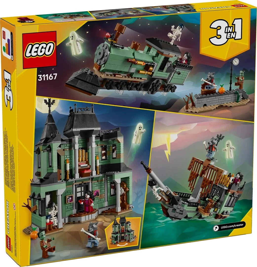 Set LEGO Creator 3 në 1 Haunted Mansion 31167, 736 pjesë, me 5 minifigura