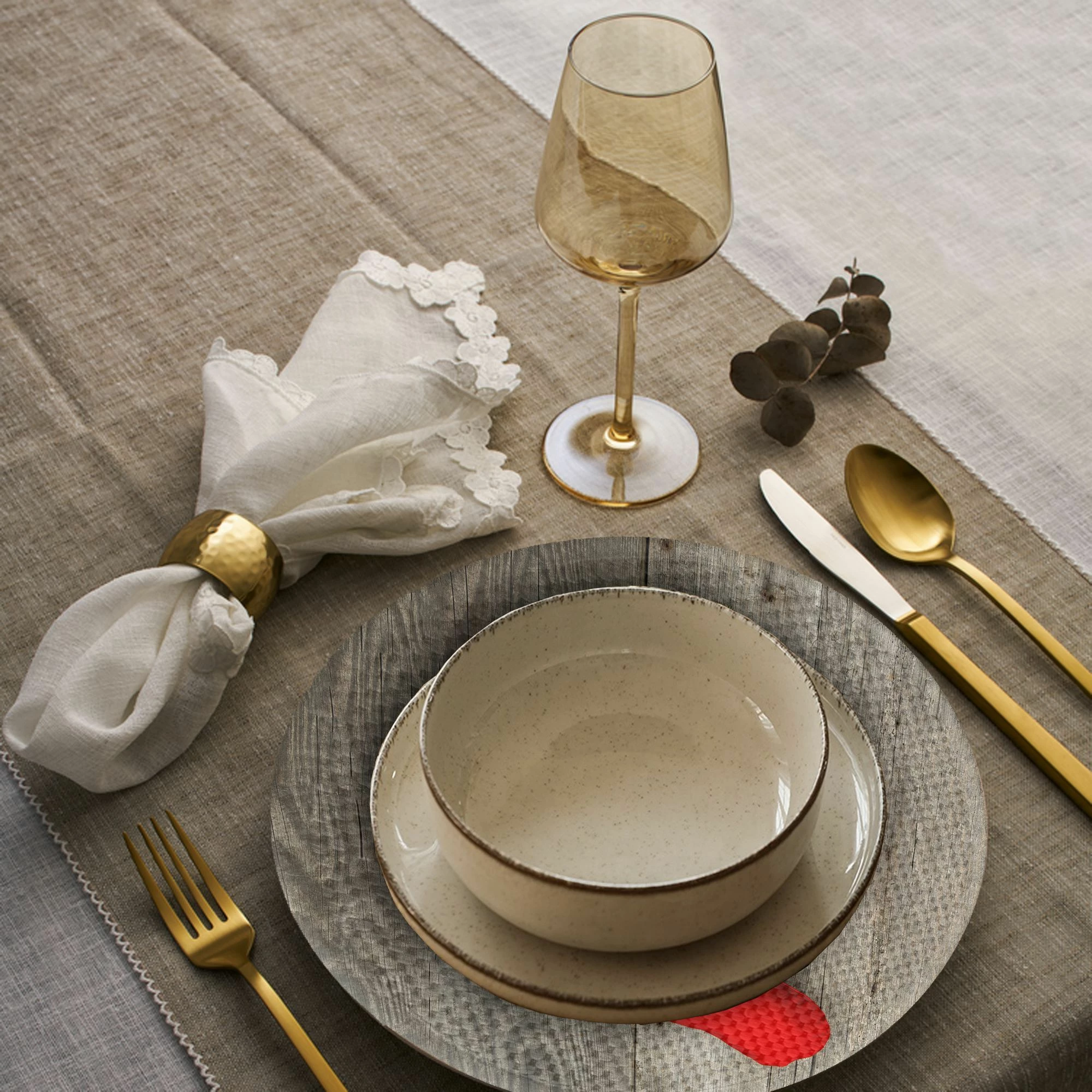 Set 4 copë nënshtrues tavoline Hermia Concept, model festiv, 37cm