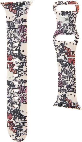 Rrip silikoni Hello Kitty Silicone Tags Graffiti për Apple Watch 38/40/41mm, Bezhe