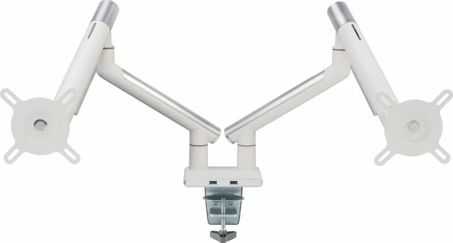 Mbajtëse monitori për tavolinë Art RAMM L-20GD, për 2 monitorë 17\"-32\", VESA 75x75/100x100, deri 9 kg, gas spring, e bardhë