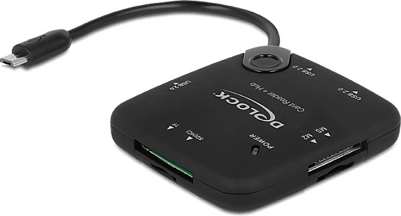 Lexues kartelash + USB hub DeLOCK 65529, Micro USB OTG, 3x USB 2.0, i zi