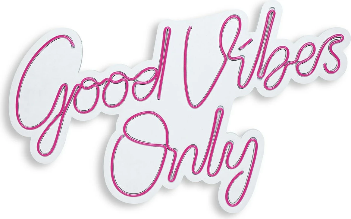 Dritë dekorative murale LED, plastikë, Good Vibes Only, rozë