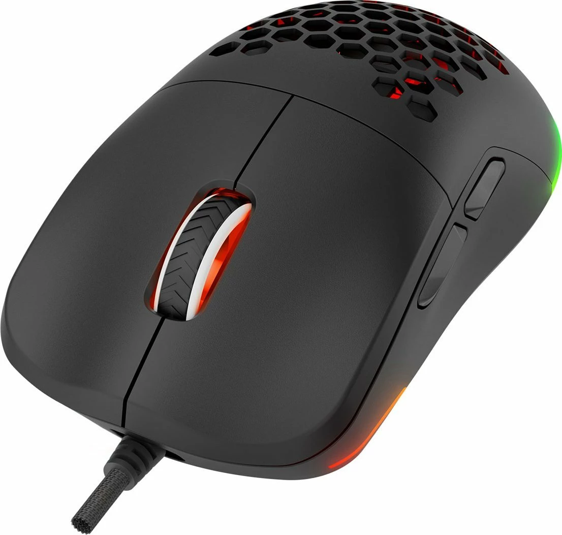 Maus gaming Rampage Blink (BLINK-BLACK) 12800 DPI RGB USB me kabllo, i zi, me kapakë ndërrues