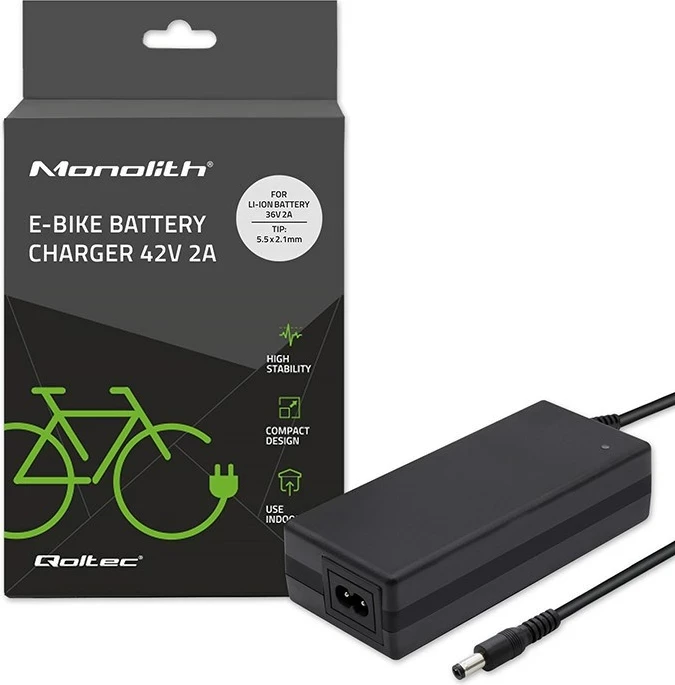 Karikues Qoltec 50760 për bateri e-bike, i zi