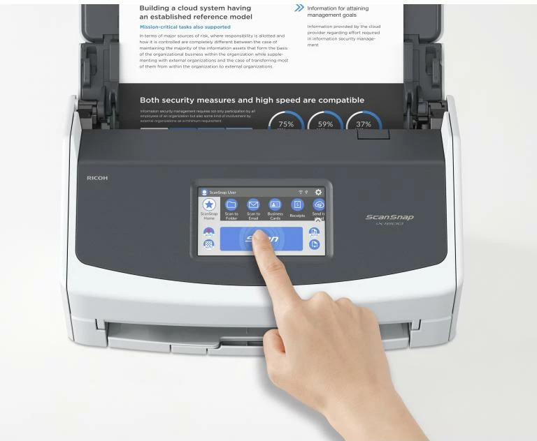 Skaner dokumentesh, Ricoh, ScanSnap iX1600 PA03770-B401, A4, ekran me prekje, gri-bardhë