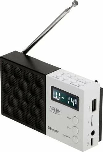 Radio digjitale PLL Adler AD 1908 AM/FM, Bluetooth 5.0, USB/SD, 20 memorje stacionesh, bateri 800 mAh, e bardhë