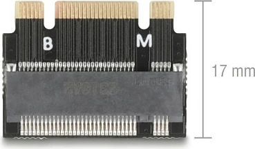 Adapter M.2 DeLOCK Key B+M (mashkull) në M.2 Key M slot (femër), zgjatues, i zi