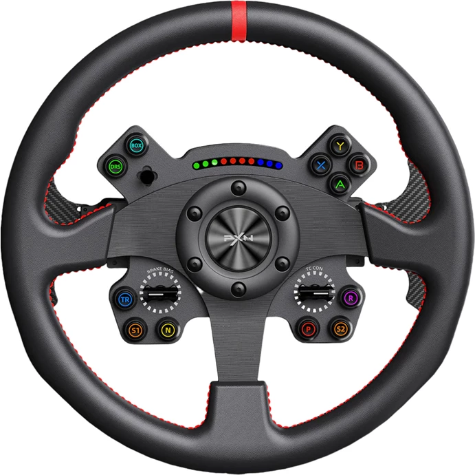 Timon gaming PXN WCS R2 330mm USB me lëkurë, RGB, i zi