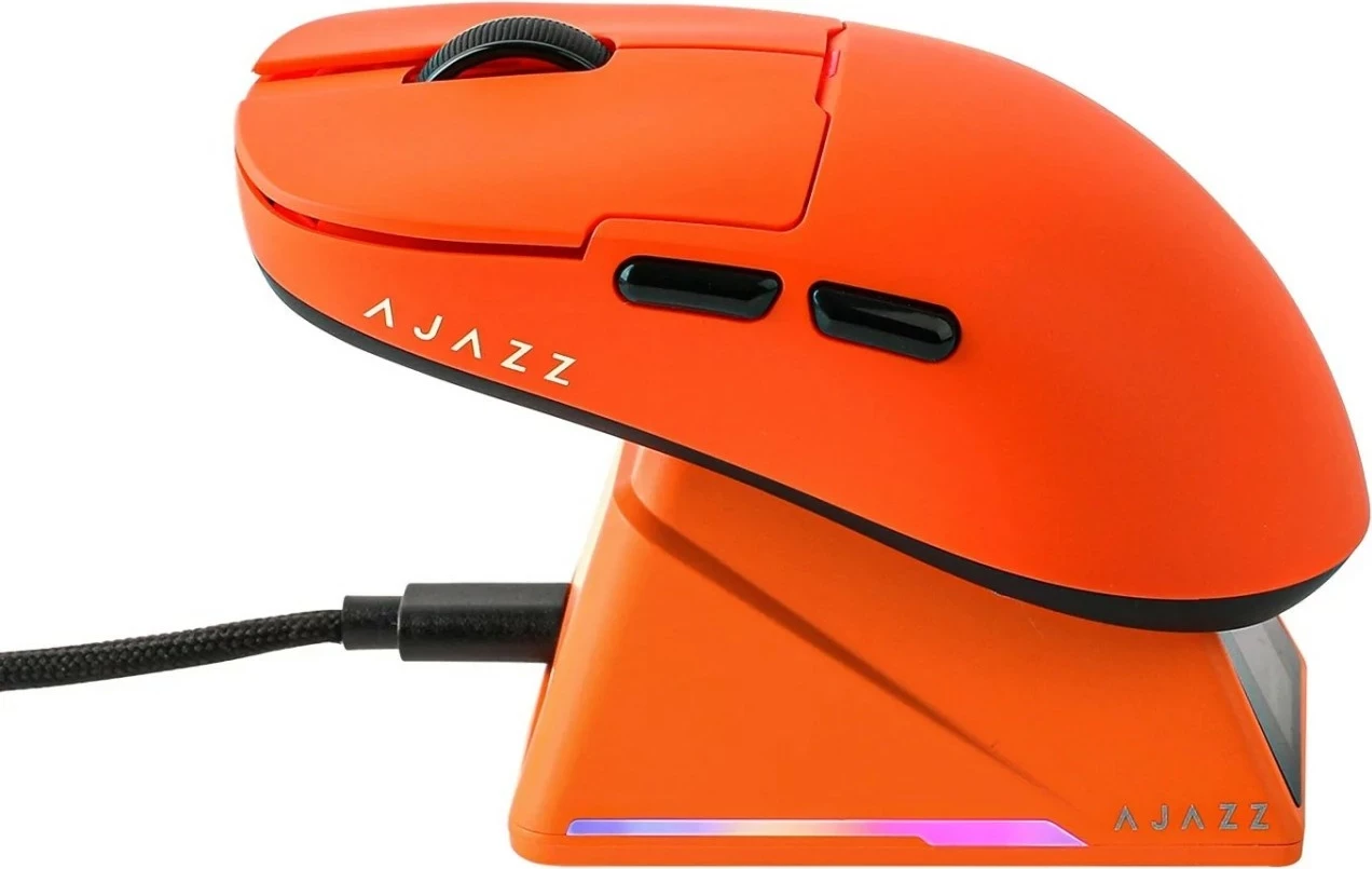 Maus Ajazz AJ159 APEX, wireless/USB-C, 8K polling, sensor PAW3950, me dock karikimi, portokalli