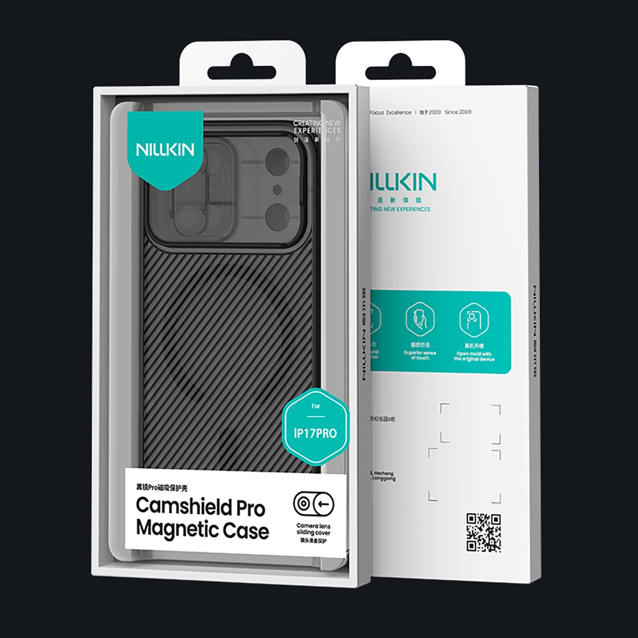 Mbështjellës Nillkin CamShield Pro MagSafe për iPhone 17 Pro Max, PC+TPU, magnet i integruar, kapak rrëshqitës i kamerës, transparent black