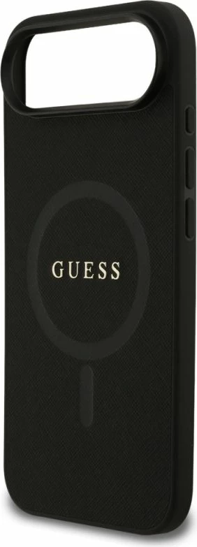 Kutia për iPhone Air Guess Saffiano Classic Logo MagSafe, e zezë