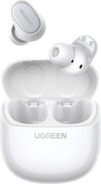 Kufje UGREEN Dots 75627 TWS Bluetooth 6.0, 10mm, ENC, 32h, IPX5, set me kuti karikimi, të bardha