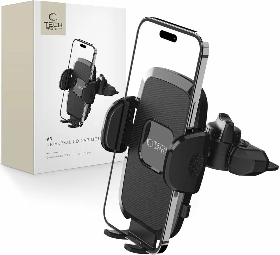 Mbajtës telefoni për veturë Tech-Protect V3, për CD slot, i zi