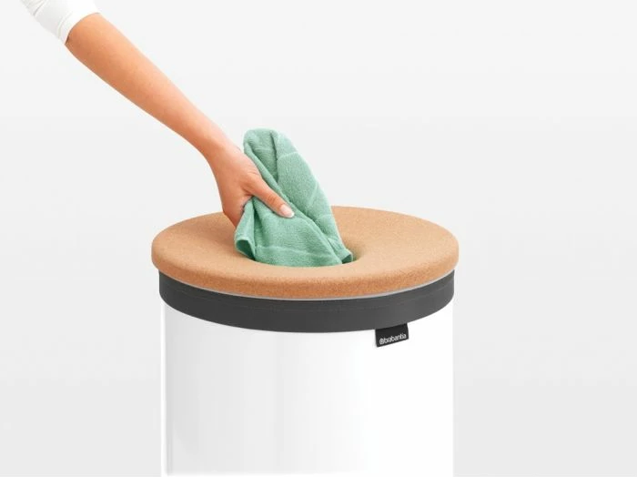 Shportë rrobash Brabantia 104404, 60L, e rrumbullakët, me kapak, e bardhë