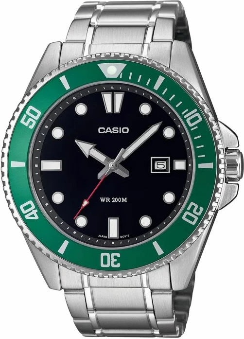 Orë dore për meshkuj Casio, argjendtë-jeshile