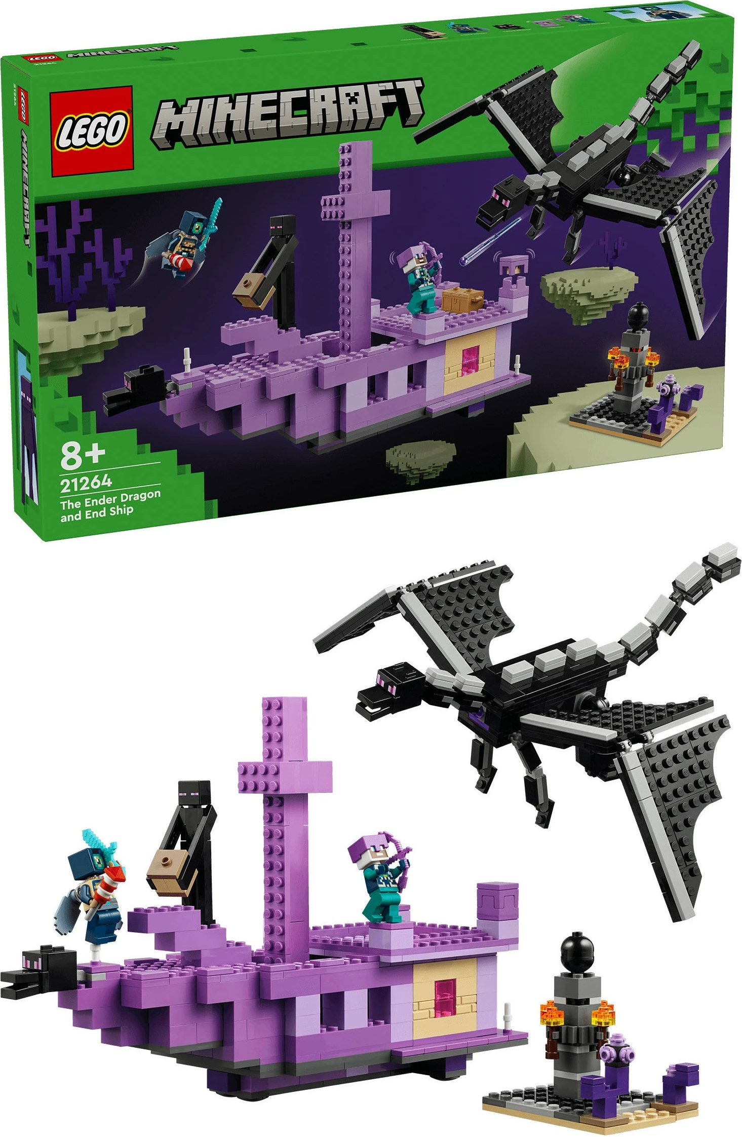 Set lodrash LEGO Minecraft 21264 Ender Dragon edhe End Ship