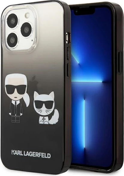 Mbështjellës Karl Lagerfeld KLHCP13LTGKCK për iPhone 13/13 Pro 6.1", Gradient Ikonik Karl & Choupette, i zi