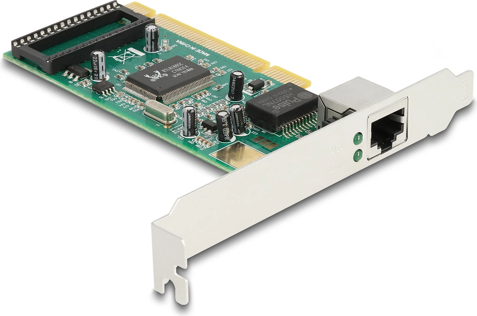 Kartelë rrjeti DeLOCK PCI Gigabit LAN RTL, 1x RJ45, PCI 2.3, Full-height/Low-profile, Gjelbër/Hiri