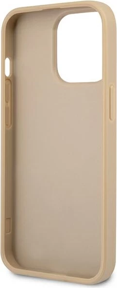 Mbështjellës Guess SaffianoTriangle Logo për iPhone 14 Pro 6.1", Bezhe