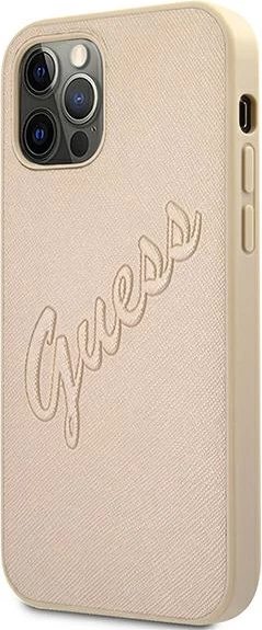 Mbështjellës Guess GUHCP12MRSAVSLG për iPhone 12/12 Pro 6.1", Saffiano Vintage Script, Gold