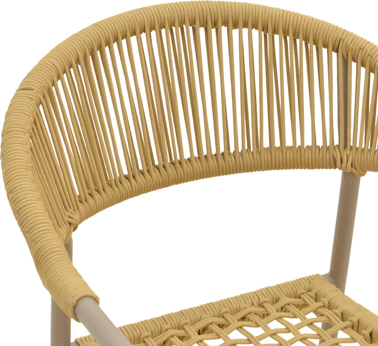 Karrige me krahë e grumbullueshme Ammos, alumin, ngjyrë moka-litar natyral, 57x61x82cm