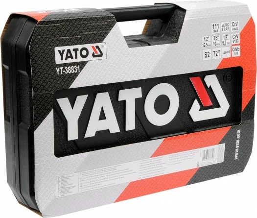 Set veglash Yato YT-38831 111 copë, 1/4" 3/8" 1/2", me valixhe plastike
