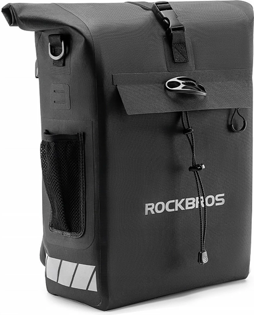 Çantë bagazhi për biçikletë RockBros 2-në-1 pannier/shpinore 18L waterproof me grep helmete, e zezë