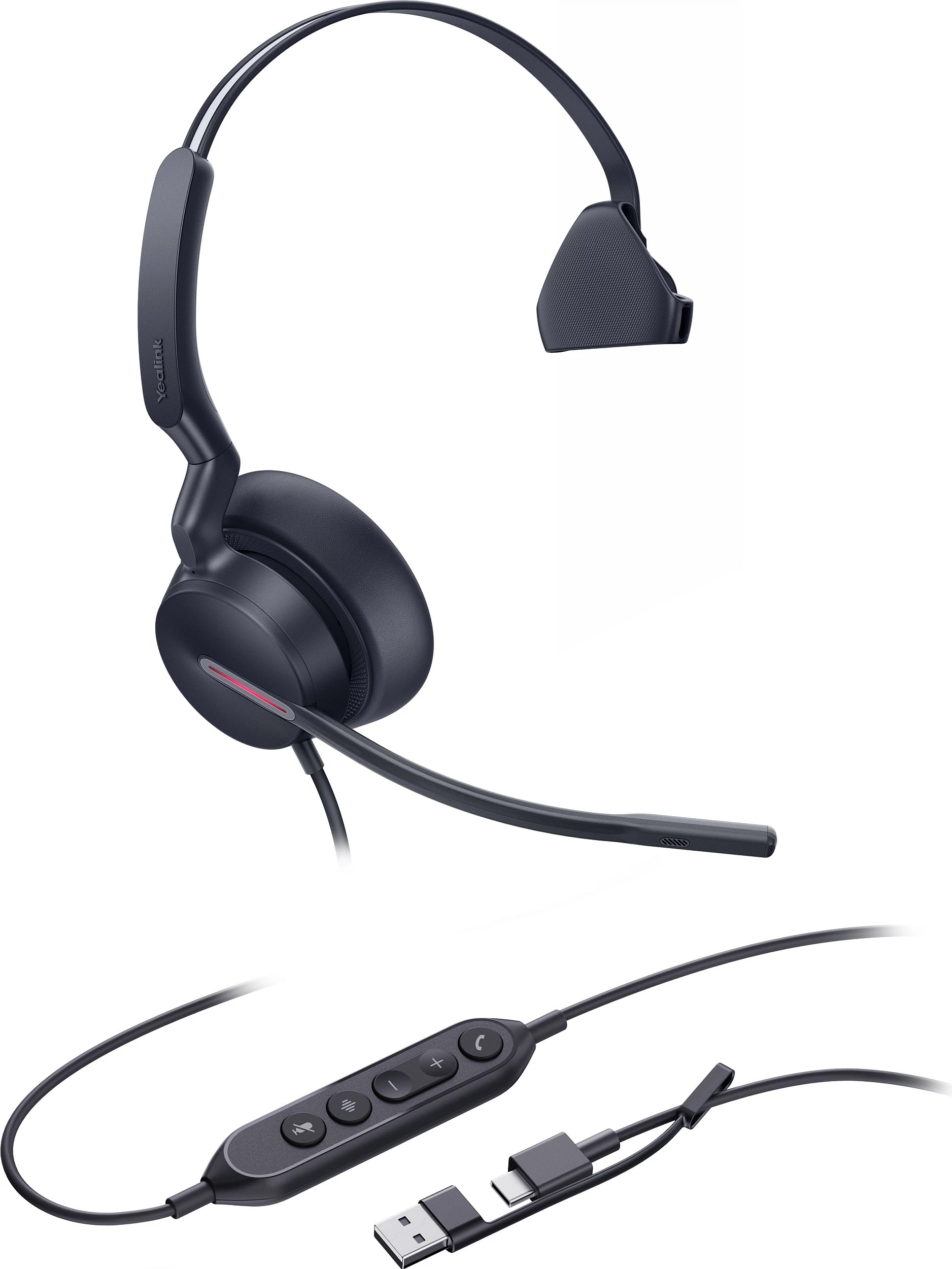 Kufje Yealink UH46 Mono, USB-C/USB-A, me mikrofon, të zeza