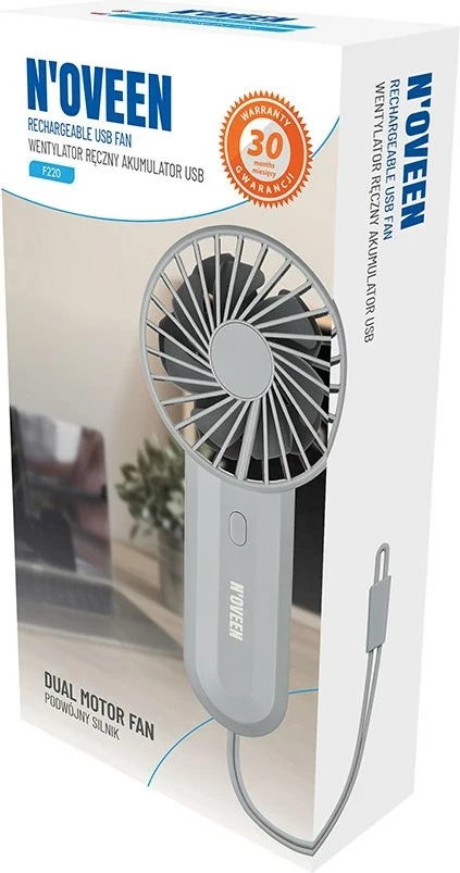 Ventilator dore N'OVEEN F220, USB, 4000 mAh, Gri 7
