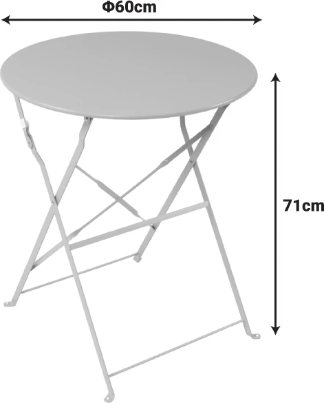 Tavolinë bistro palosëse, metalike, ngjyrë ulliri, D60x71cm