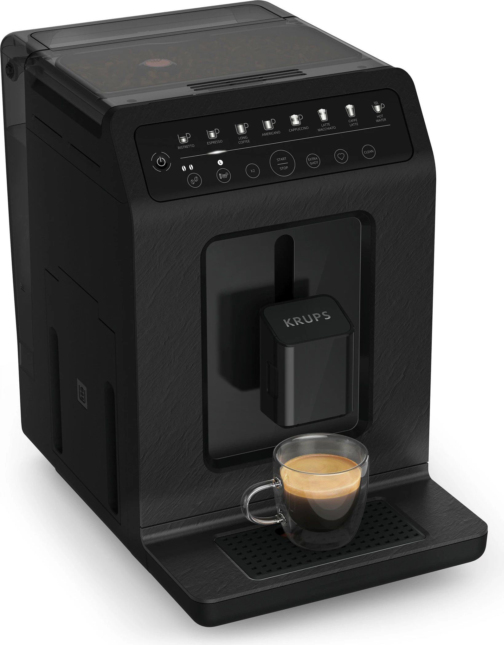 Aparat kafeje fully-automatik Krups Evidence ECOdesign, me mulli të integrum, 260 g, 2 filxhana, Slate