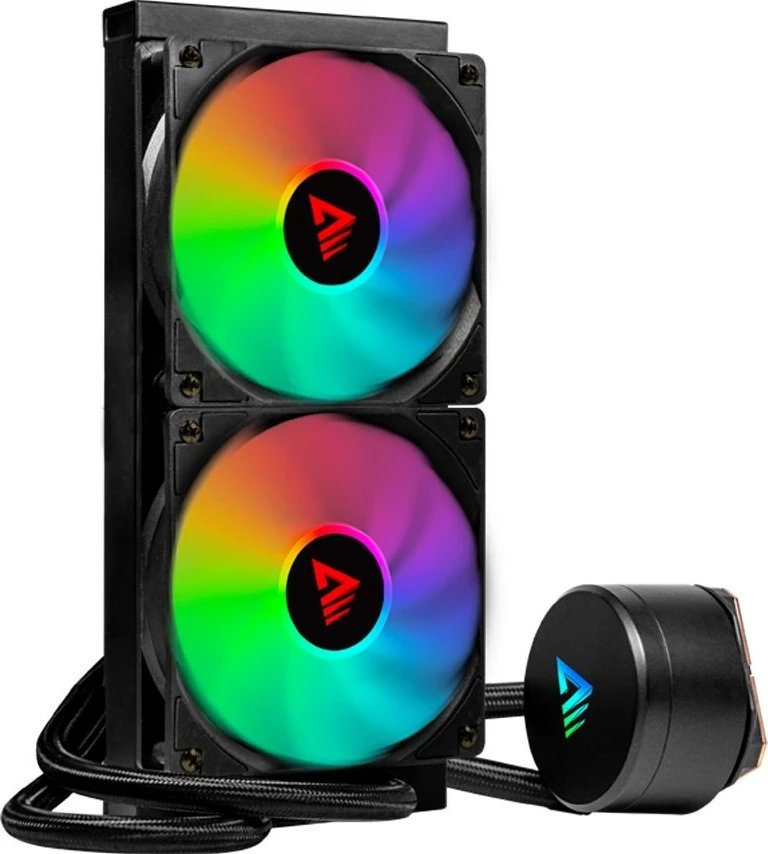 Komplet ftohës me ujë për kasë, Savio VELOX 240MM, 2x12 cm, RGB, i zi