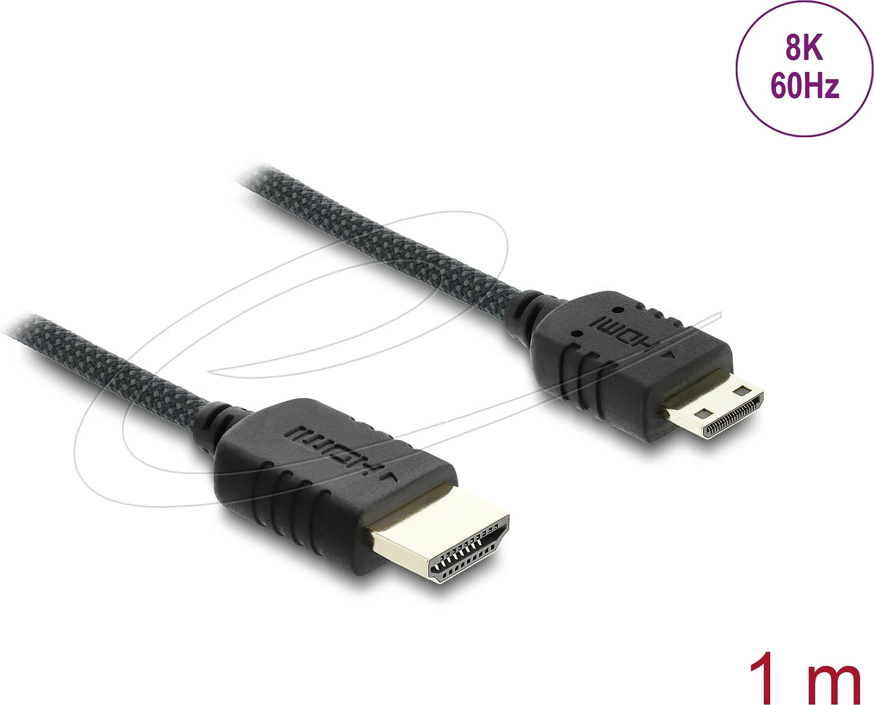 Kabllo HDMI DeLOCK 81687, HDMI-A në Mini HDMI-C, 1 m, 8K 48Gbps, eARC, e zezë