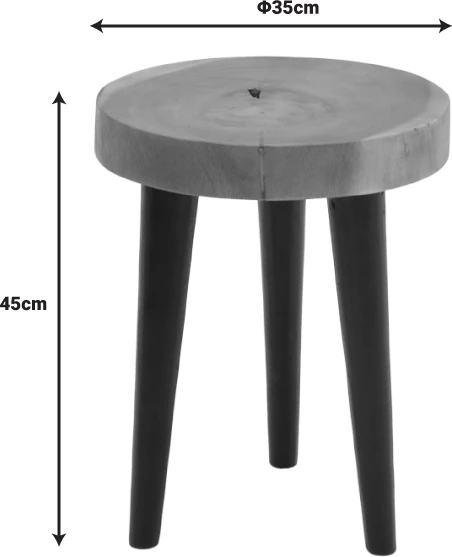 Tavolinë anësore Labous dru suar, ngjyrë natyrale e zezë, D35x45cm