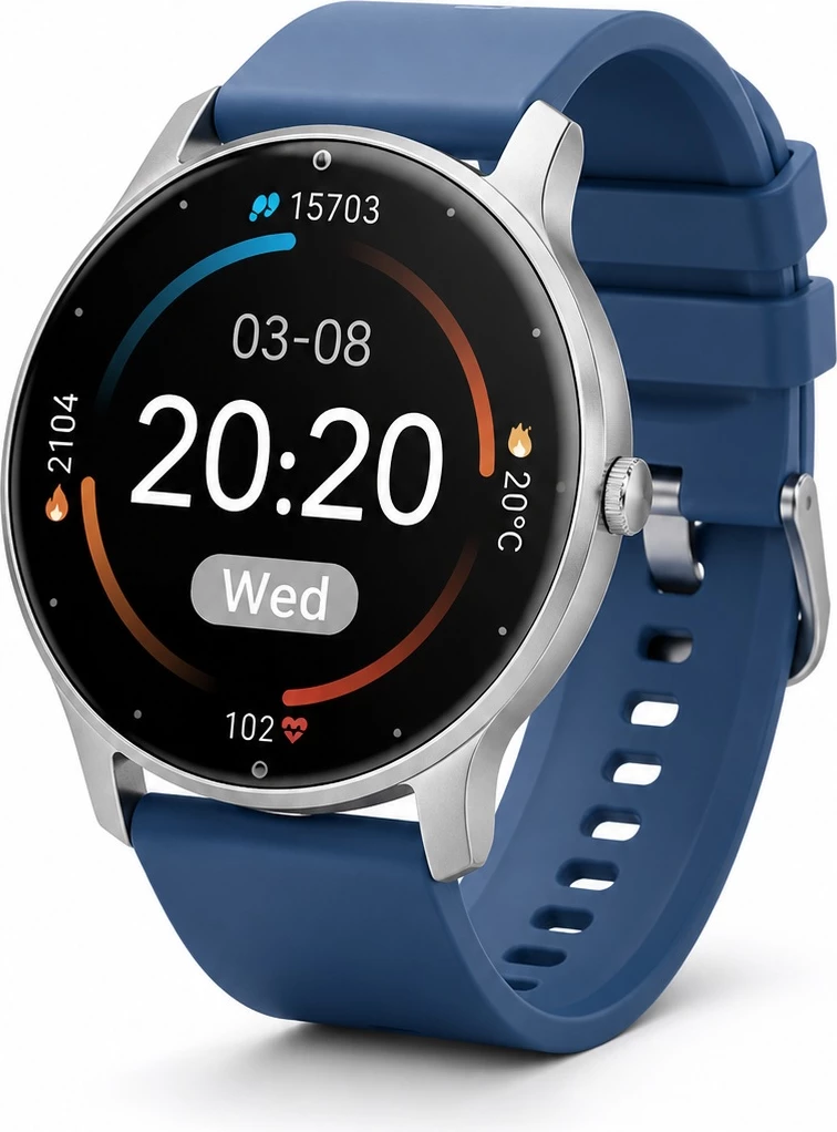 Smartwatch Sport YS-R4 me Ekran Rrethor dhe Rrip Blu