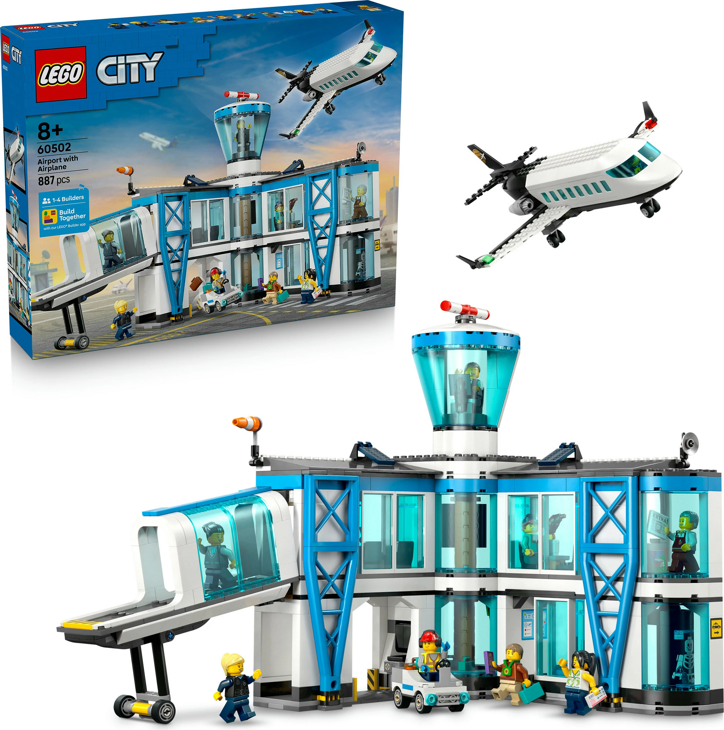 Set ndërtimi LEGO City 60502 Aeroport me Aeroplan, 887 pjesë, shumëngjyrësh