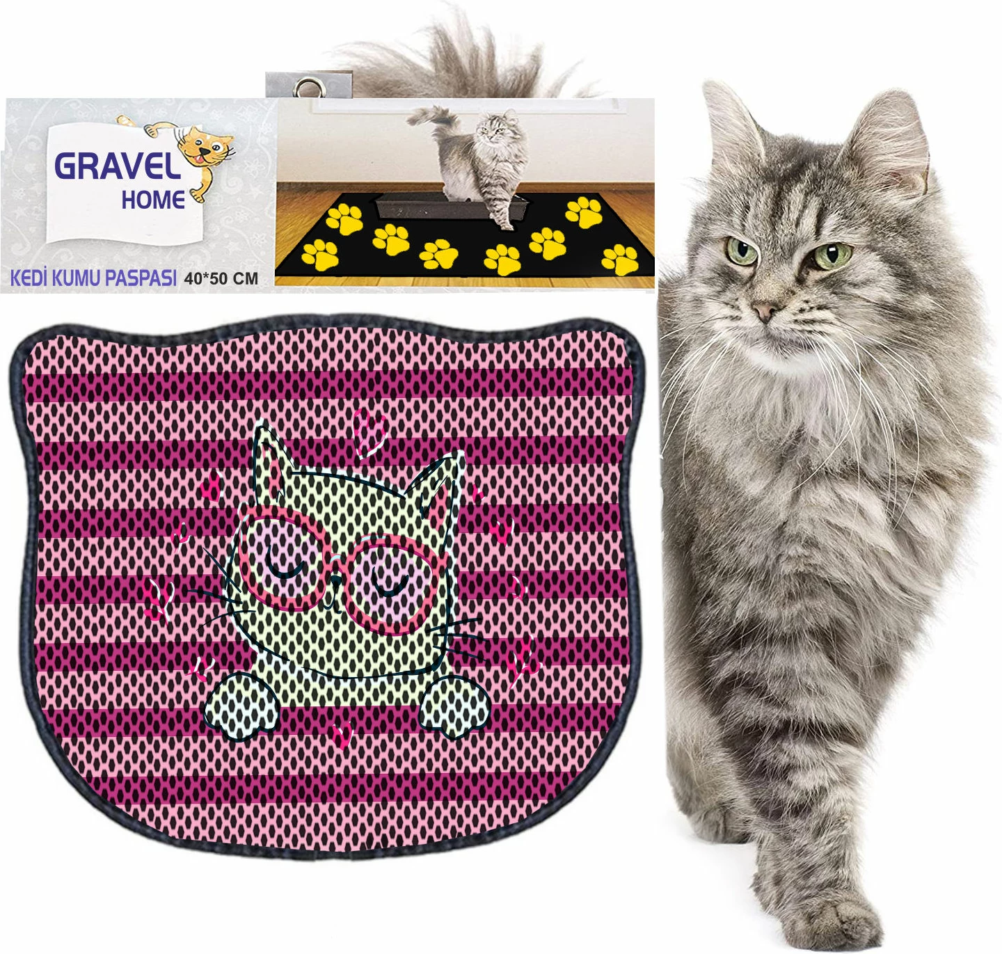 Tapet për rërë mace, Paws & Whiskers, Kdkafa0002, shumëngjyrësh, 40x50cm