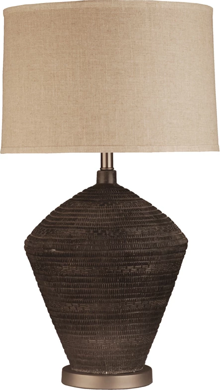 Llambë tavoline Harpen, beton i zi, argjend, liri bezhë, 43x43x72cm