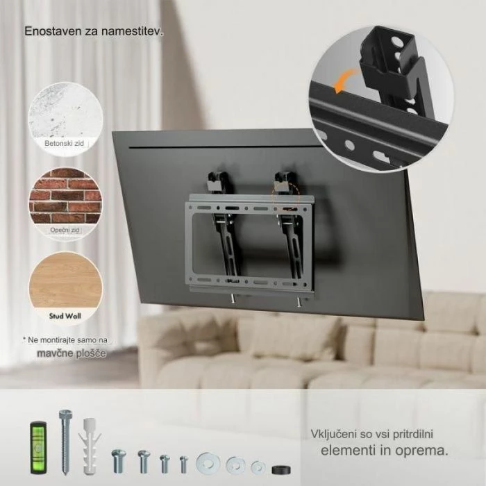 Mbajtëse muri për TV VONHAUS 3005006 23-43\" tilt deri 35kg, e zezë