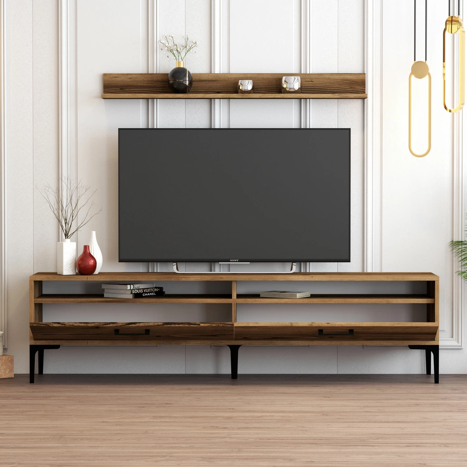 Komodë TV Hanah Home, Istanbul, ngjyrë arre
