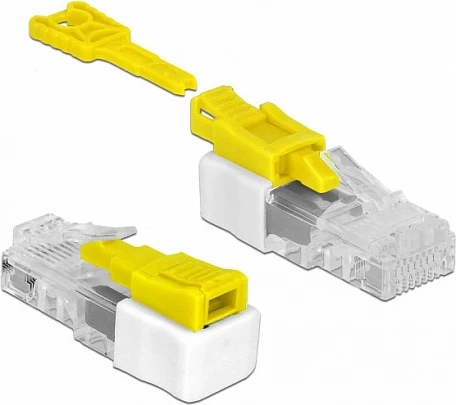 Bllokues porte RJ45 DeLOCK 85334, set 5 copë, bardhë/verdhe
