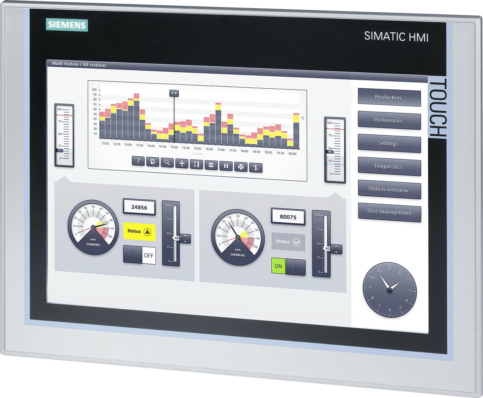 Panel HMI Siemens SIMATIC TP1200 Comfort 6AV21240MC010AX0, 12.1" TFT Touch, IP65