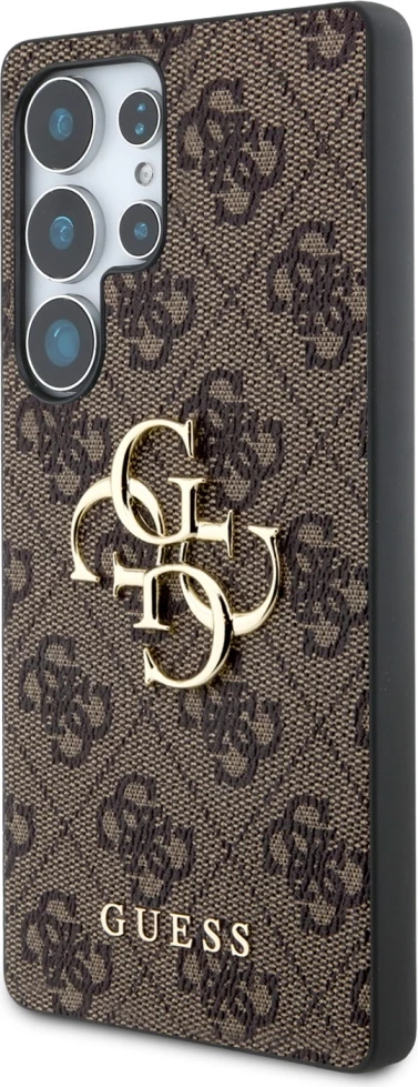 Mbështjellës, Guess, Big 4G Logo Classic Logo, për Samsung Galaxy S25 Ultra, hardcase eco-lëkurë + TPU + PC, kafe