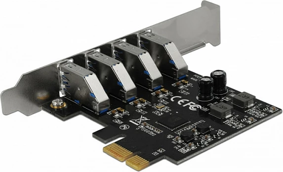 Kartë zgjerimi PCIe DeLOCK 90304, 4x USB 3.2 Gen 1 Type-A, low-profile, e gjelbër