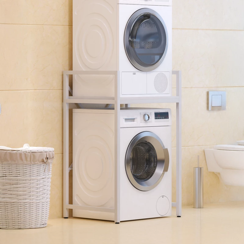 Raft mbajtës për lavatriçe ose tharëse, metal i bardhë, Delavar, 72x60x116cm