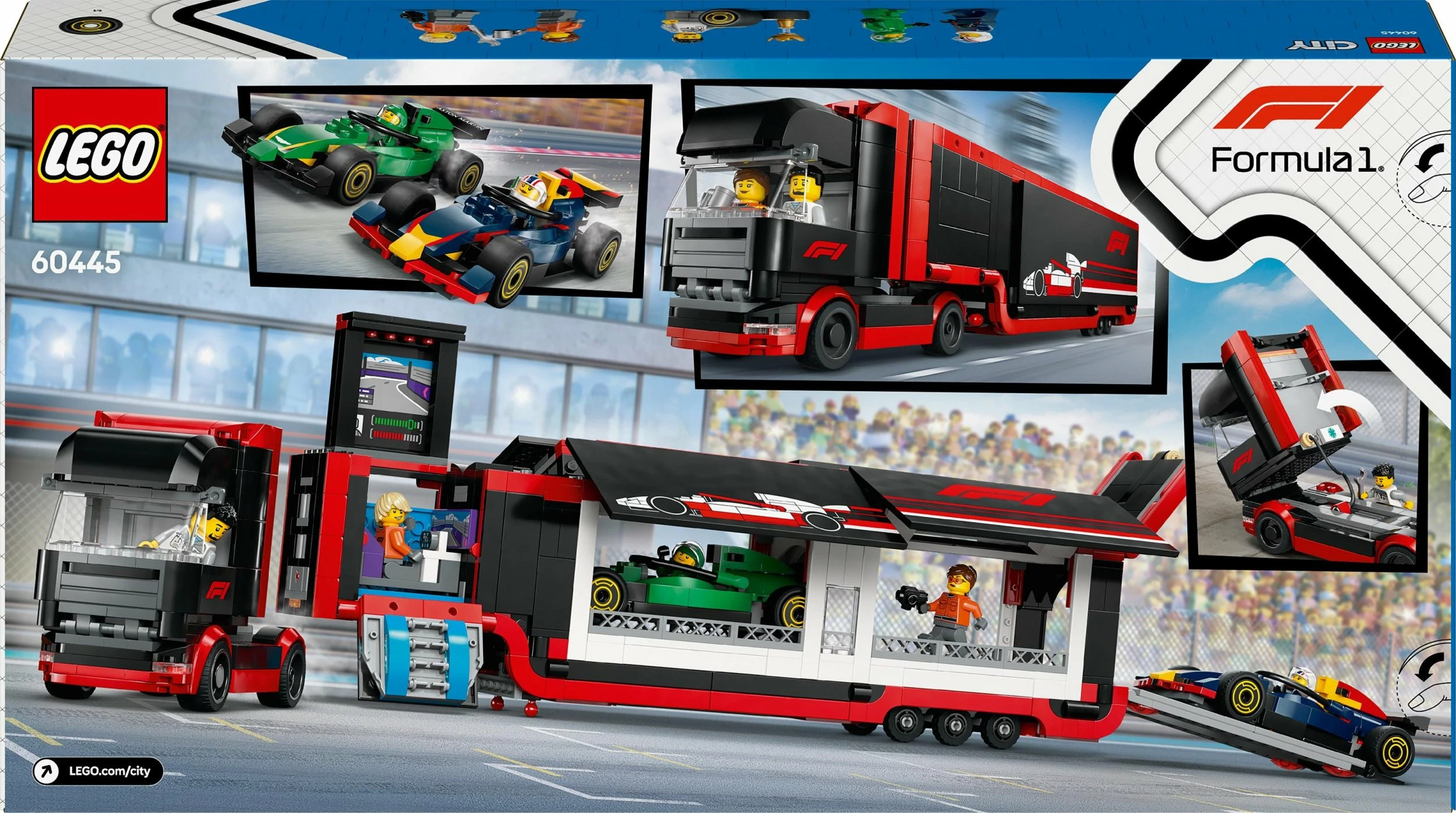 Set LEGO City Formula 1 kamion me RB20 & AMR24, 1086 copë, 60445