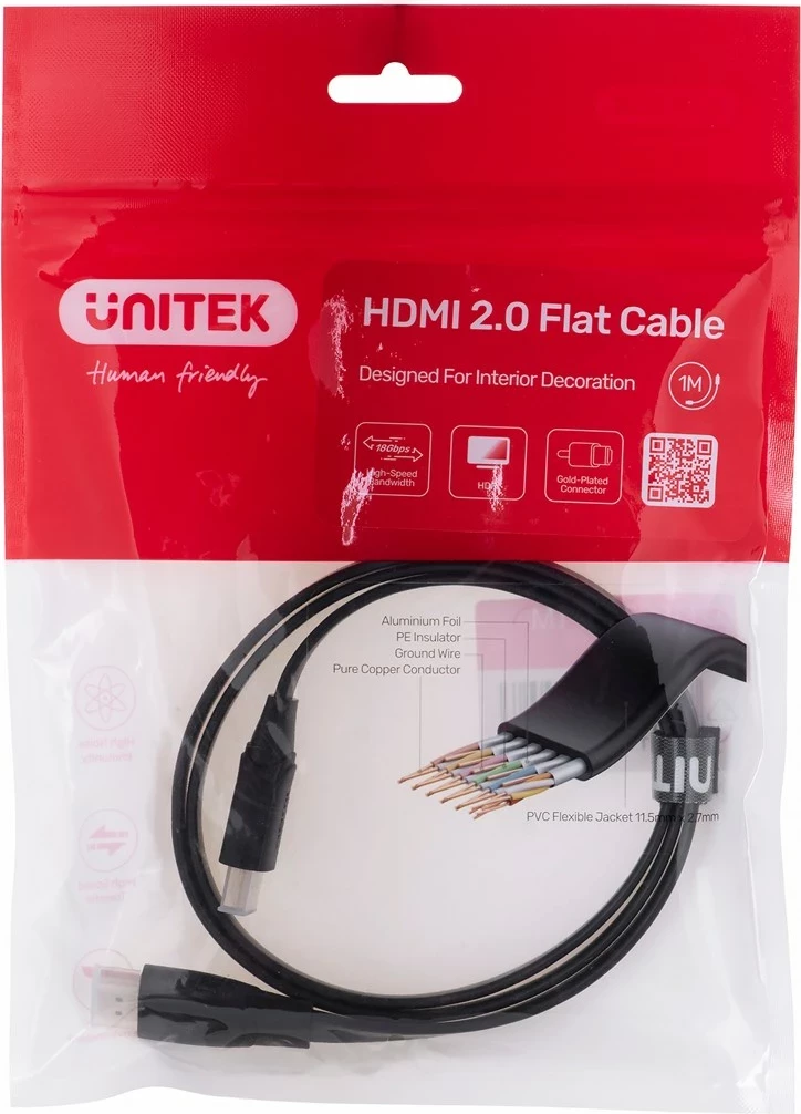 Kabëll HDMI UNITEK C11063BK-1M, 1m, i zi