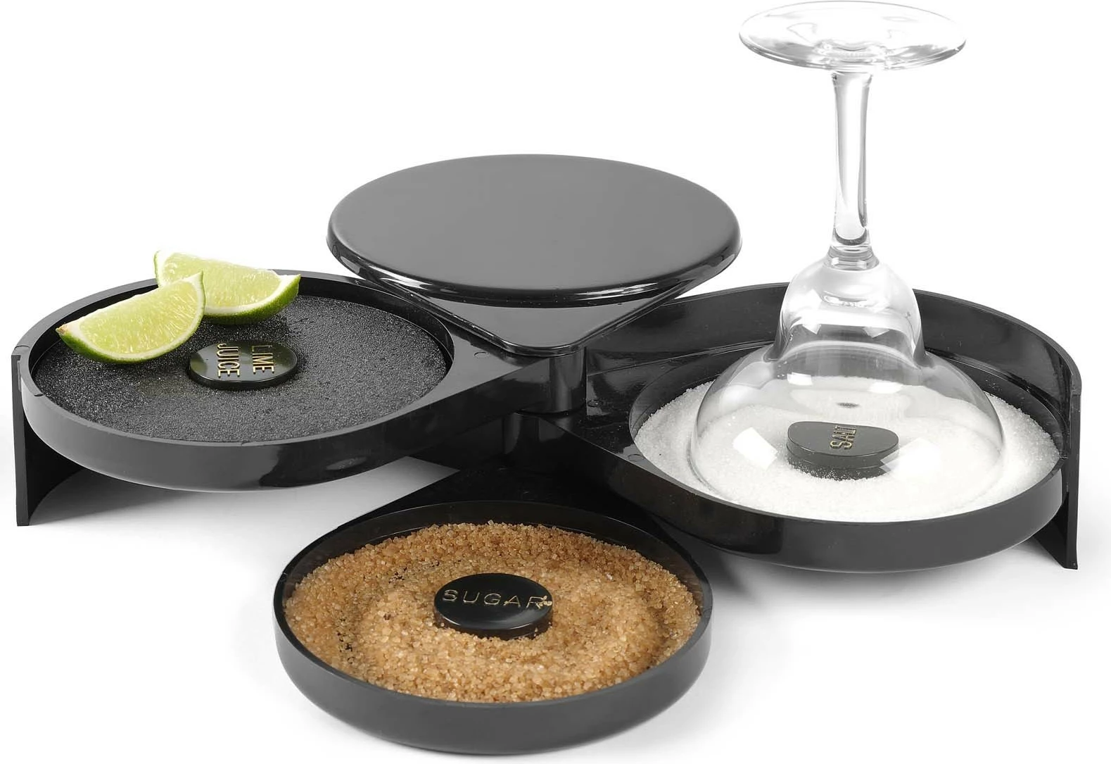 rimmer gotash për sheqer dhe kripë, Bar Up, 3-ndarje, Ø200 x 75 mm, e zezë