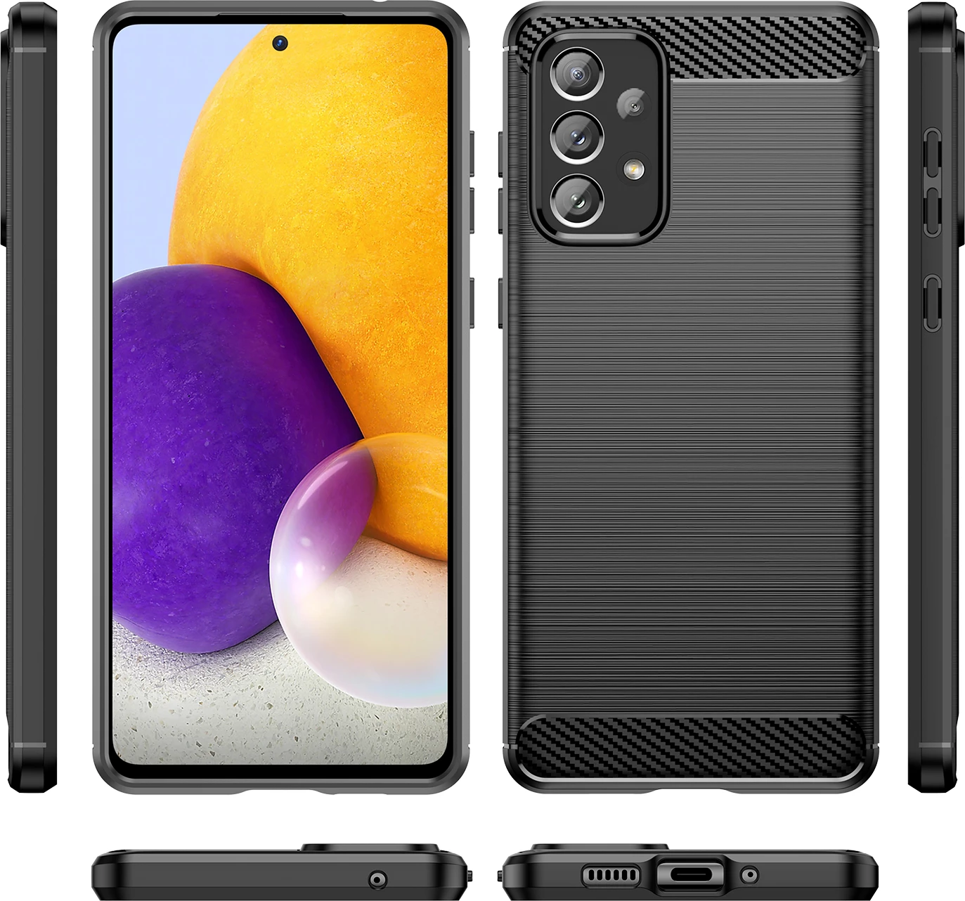 Mbështjellës Hurtel Carbon Case për Samsung Galaxy A73, TPU, i zi